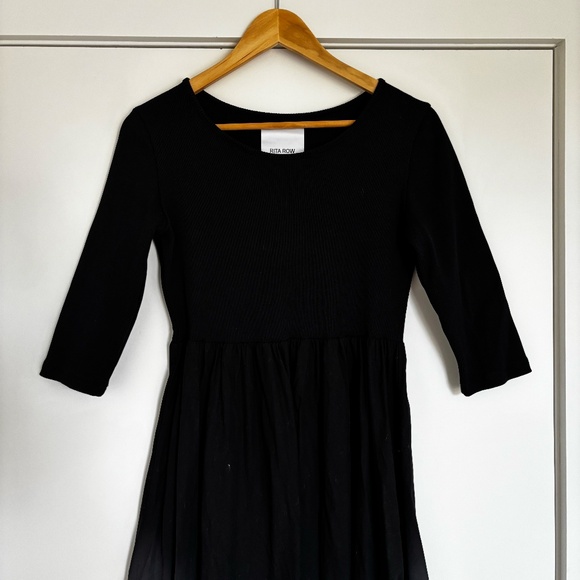 Rita Row Wyatt Dress - Black - ¾ sleeves, knit upper body - Picture 3 of 16